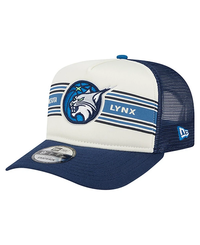 New Era Men's and Women's White/Navy Minnesota Lynx Banner Foam Front 9FIFTY A-Frame Adjustable Trucker Hat