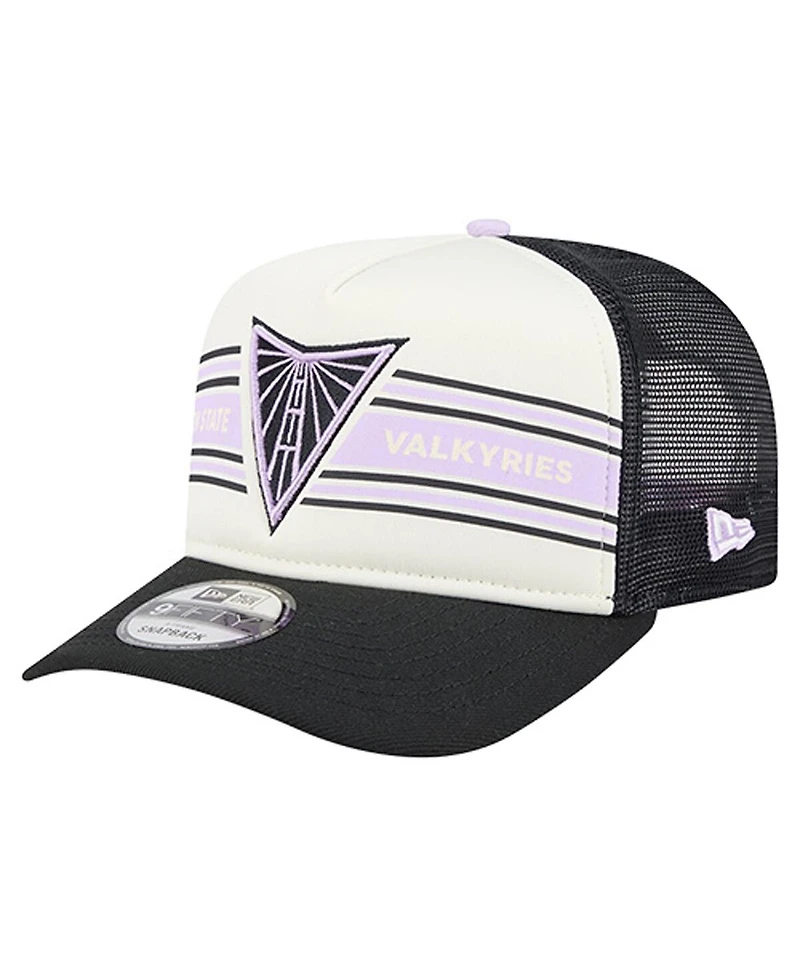 New Era Men's and Women's White/Eclipse Black Golden State Valkyries Banner Foam Front 9FIFTY A-Frame Adjustable Trucker Hat