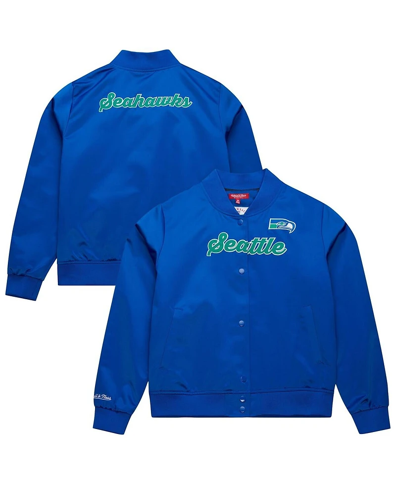 Mitchell & Ness Women's Royal Seattle Seahawks Full-Snap Satin Jacket
