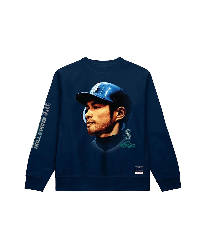 Mitchell & Ness Men's Ichiro Suzuki Navy Seattle Mariners Hall of Fame Sweatshirt