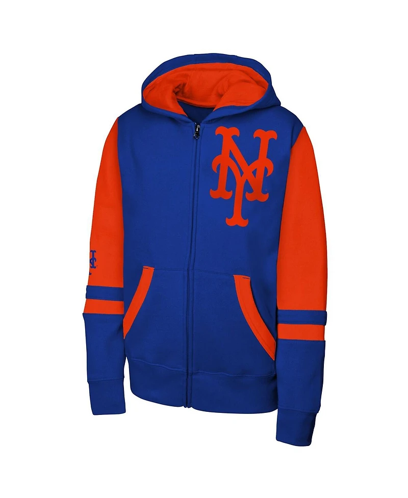 Outerstuff Men's Royal New York Mets Stadium Color Block Full-Zip Hoodie