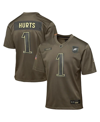 Nike Big Boys and Girls Jalen Hurts Olive Philadelphia Eagles 2025 Salute to Service Game Jersey