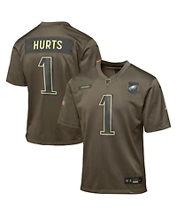 Nike Big Boys and Girls Jalen Hurts Olive Philadelphia Eagles 2025 Salute to Service Game Jersey