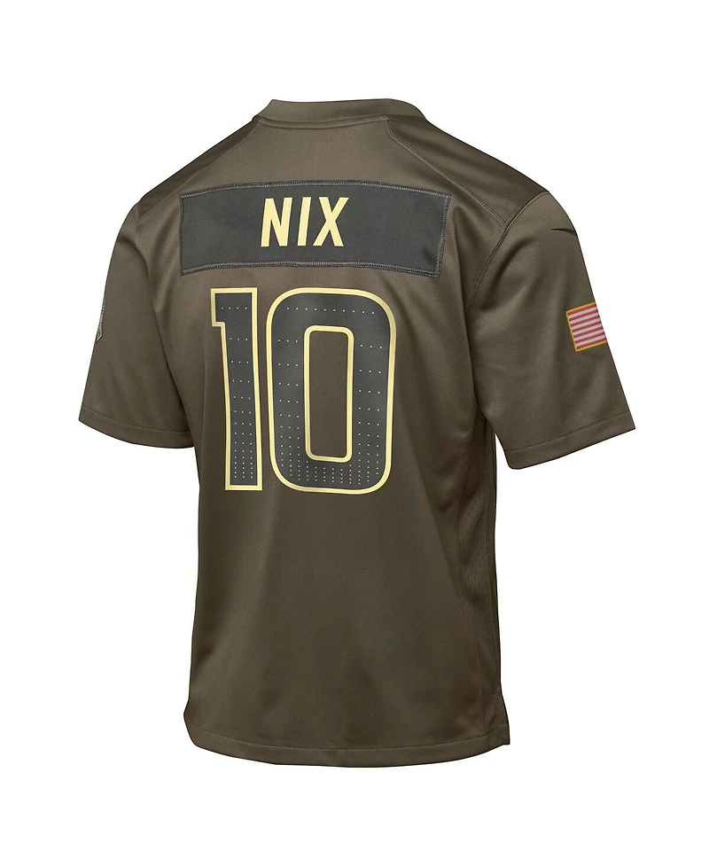 Nike Big Boys and Girls Bo Nix Olive Denver Broncos 2025 Salute to Service Game Jersey
