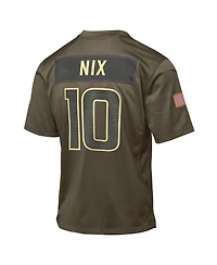 Nike Big Boys and Girls Bo Nix Olive Denver Broncos 2025 Salute to Service Game Jersey