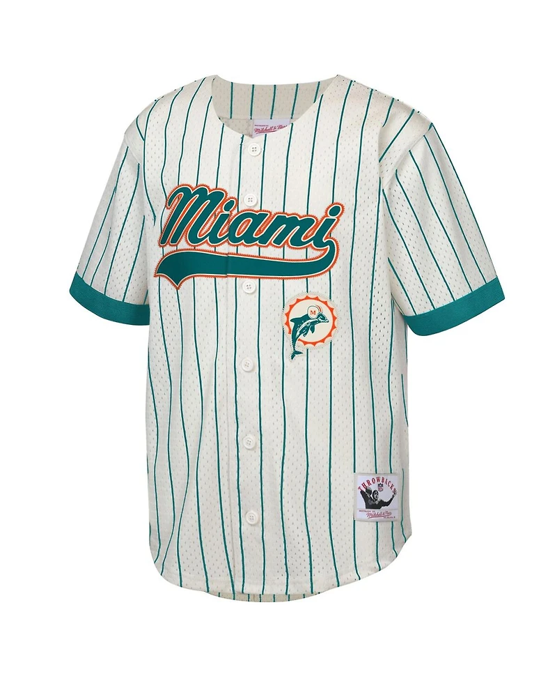 Mitchell & Ness Big Boys and Girls Dan Marino Cream Miami Dolphins Retired Player Name Number Baseball Jersey