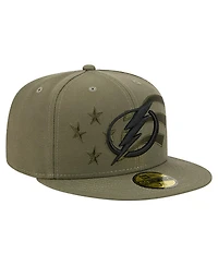 New Era Men's Olive Tampa Bay Lightning Military Appreciation Flag 59FIFTY Fitted Hat