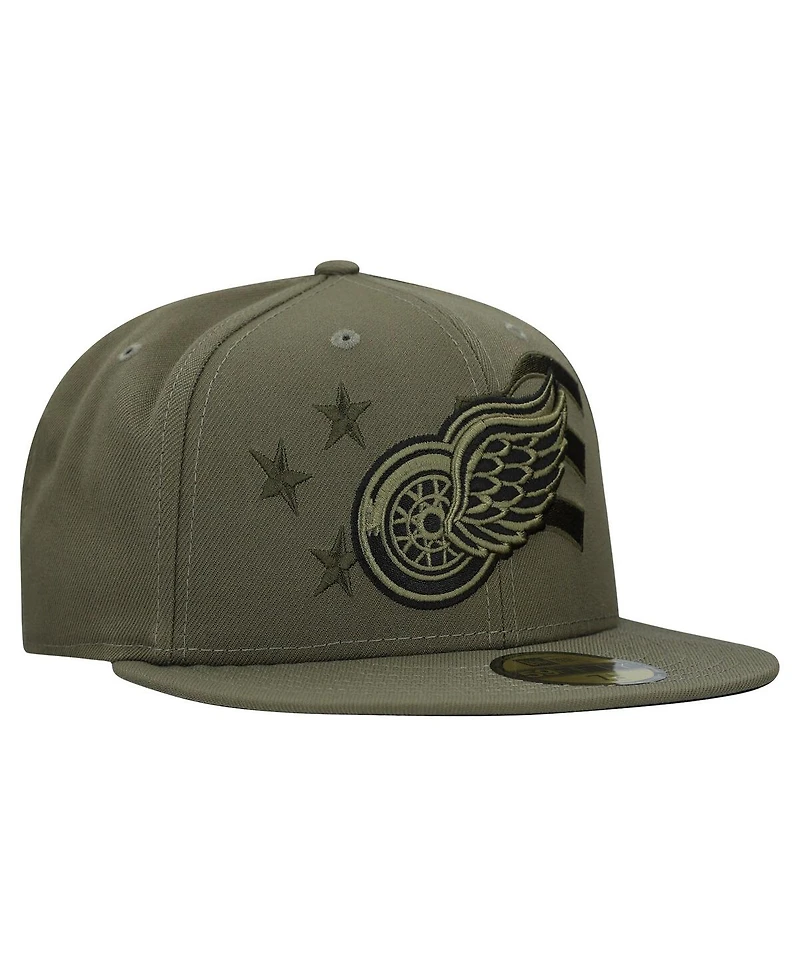 New Era Men's Olive Detroit Red Wings Military Appreciation Flag 59FIFTY Fitted Hat