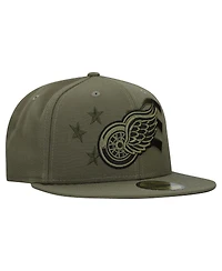 New Era Men's Olive Detroit Red Wings Military Appreciation Flag 59FIFTY Fitted Hat