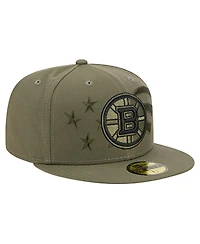 New Era Men's Olive Boston Bruins Military Appreciation Flag 59FIFTY Fitted Hat
