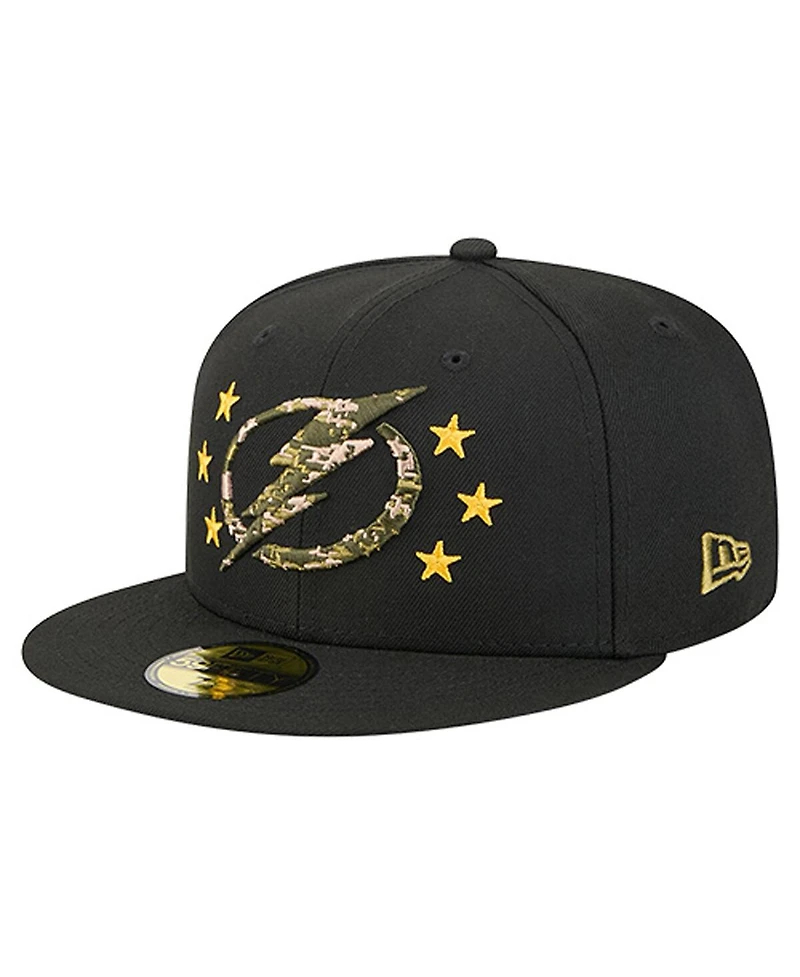 New Era Men's Black Tampa Bay Lightning Military Appreciation Digital Camo Stars 59FIFTY Fitted Hat