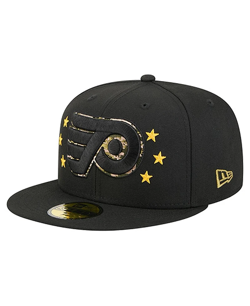 New Era Men's Black Philadelphia Flyers Military Appreciation Digital Camo Stars 59FIFTY Fitted Hat