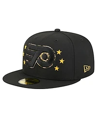 New Era Men's Black Philadelphia Flyers Military Appreciation Digital Camo Stars 59FIFTY Fitted Hat