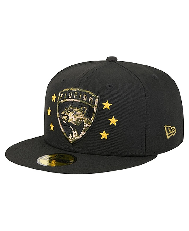New Era Men's Black Florida Panthers Military Appreciation Digital Camo Stars 59FIFTY Fitted Hat