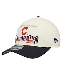 New Era Men's Cream/Navy Cleveland Guardians World Series 9FORTY M-Crown Adjustable Hat
