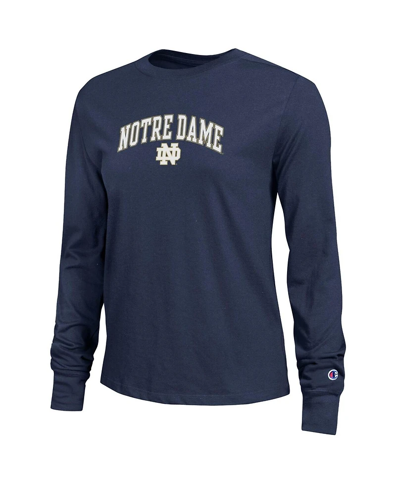 Champion Women's Navy Notre Dame Fighting Irish Arch Over Logo Long Sleeve T-Shirt