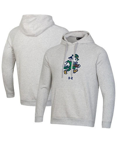 Under Armour Men's Gray Notre Dame Fighting Irish Leprechaun Rival Raglan Fleece Hoodie