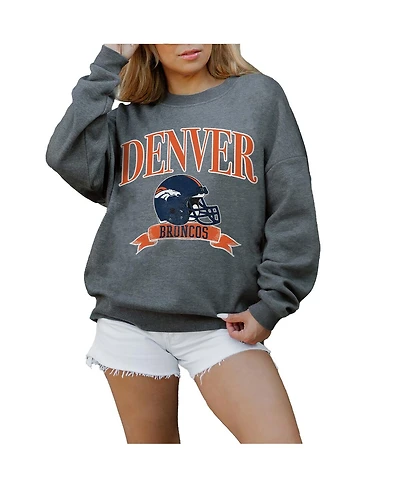Gameday Couture Women's Charcoal Denver Broncos Oversized Seal the Deal Premium Fleece Drop Shoulder Pullover Sweatshirt