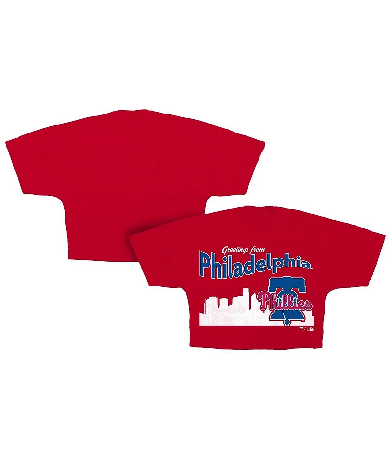 Fanatics Women's Red Philadelphia Phillies Skyline Crop T-Shirt