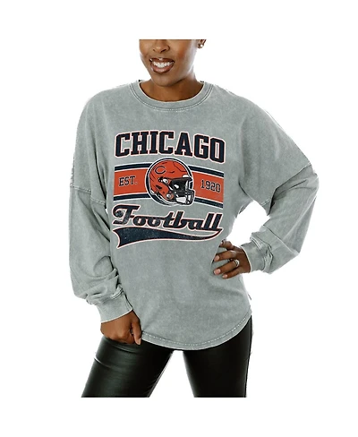 Gameday Couture Women's Gray Chicago Bears Snow Wash Oversized Long Sleeve T-Shirt