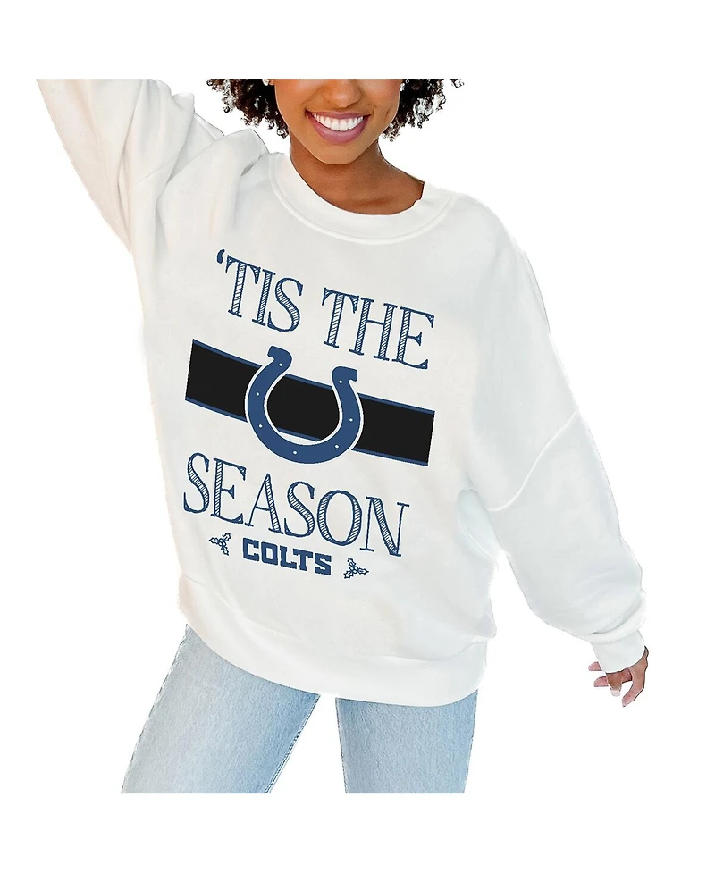 Gameday Couture Women's White Indianapolis Colts Oversized Take a Holiday Pullover Sweatshirt