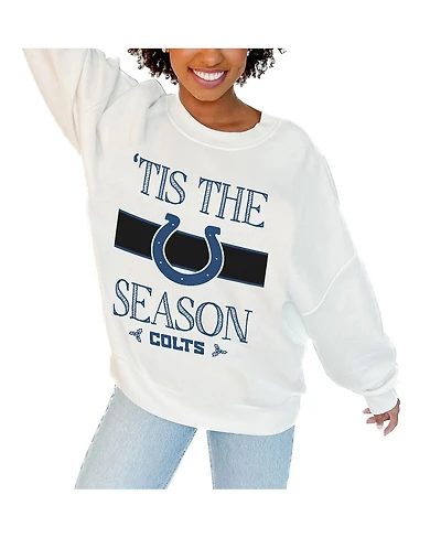 Gameday Couture Women's White Indianapolis Colts Oversized Take a Holiday Pullover Sweatshirt