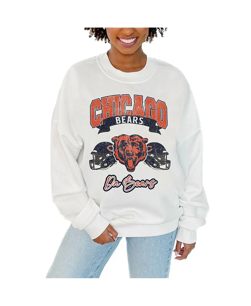 Gameday Couture Women's White Chicago Bears Passing Time Pullover Sweatshirt