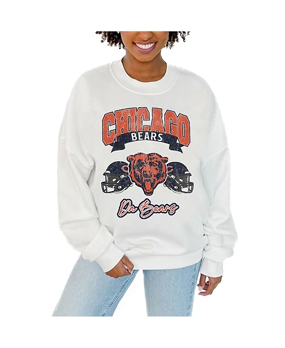 Gameday Couture Women's White Chicago Bears Passing Time Pullover Sweatshirt