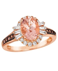Le Vian Morganite (1.30 ct. t.w.), Baguette Vanilla Diamond (.15 ct. t.w.), Round Vanilla Diamond (.20 ct. t.w.) and Chocolate Diamond Ring (.16 ct. t