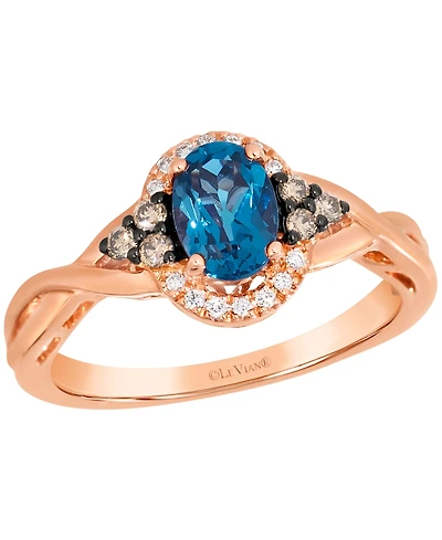 Le Vian London Blue Topaz (.70 ct. t.w.), Chocolate Diamond (.13 ct. t.w.) and Chocolate Diamond Ring (.13 ct. t.w.) in 14K Strawberry Gold