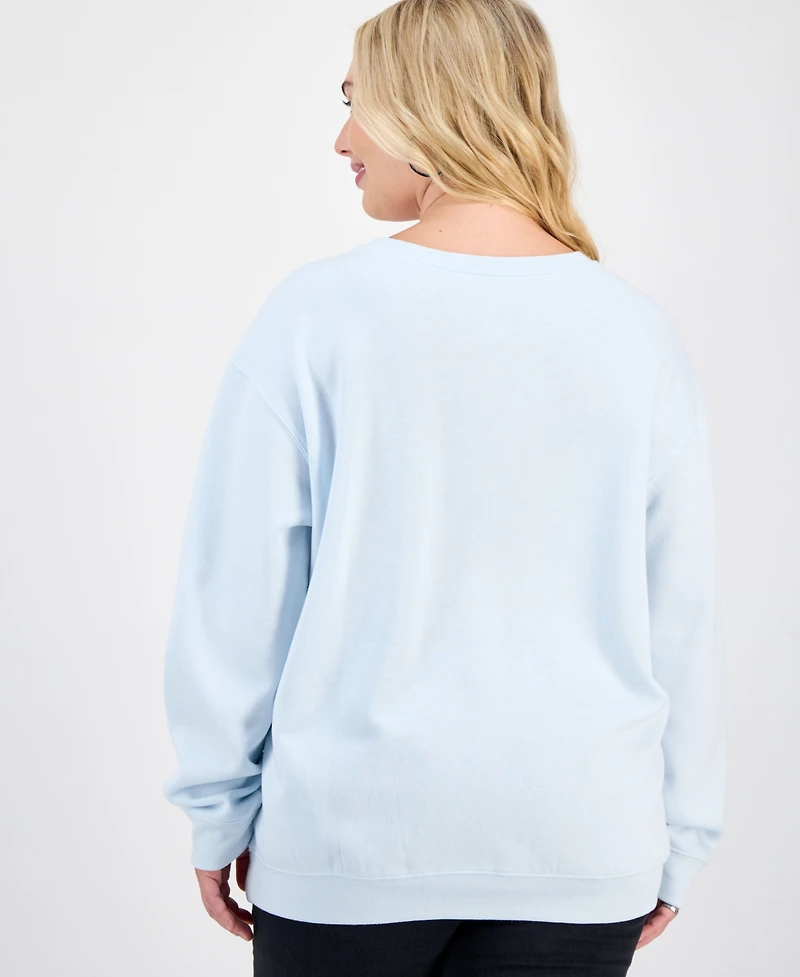 Love Tribe Trendy Plus Skating Snoopy Glitter Graphic Sweatshirt