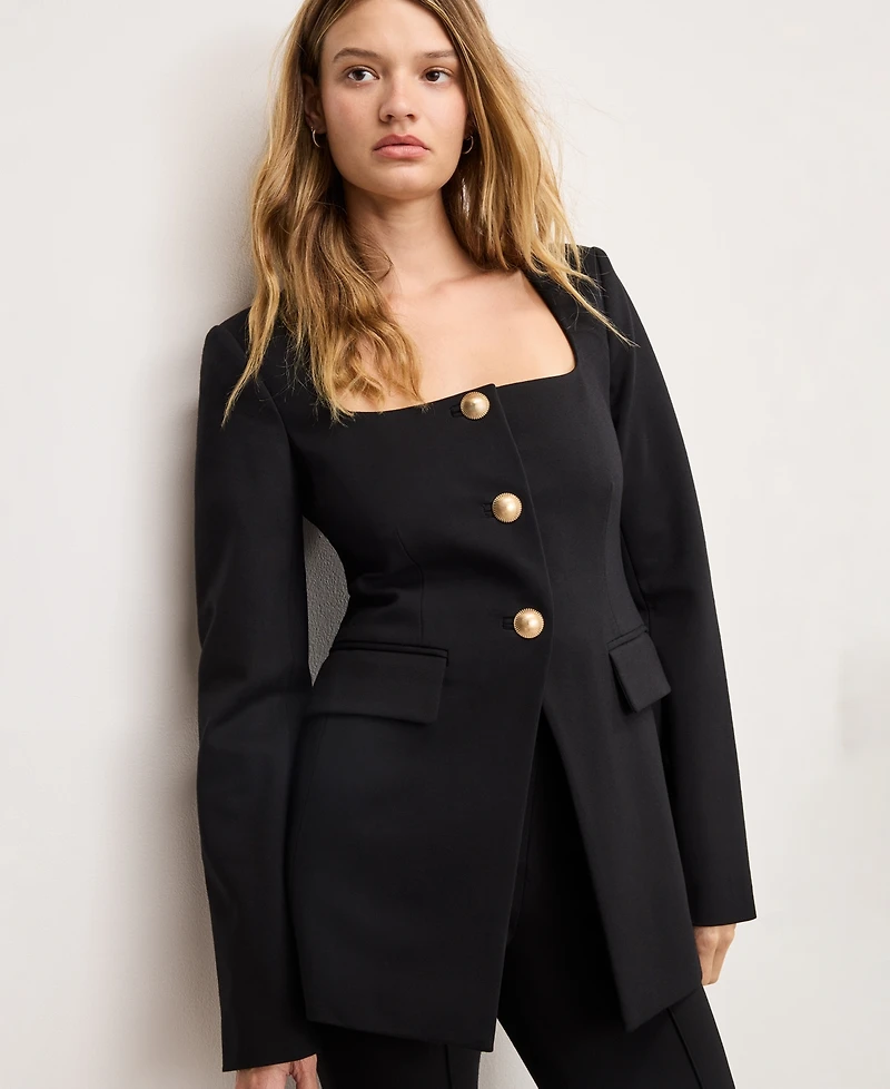 Good American Women's Square Neck Long Sleeve Jacket, Regular and Plus