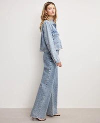 Good American Women's Wide Leg Mid-Rise Denim Jeans, Regular and Plus