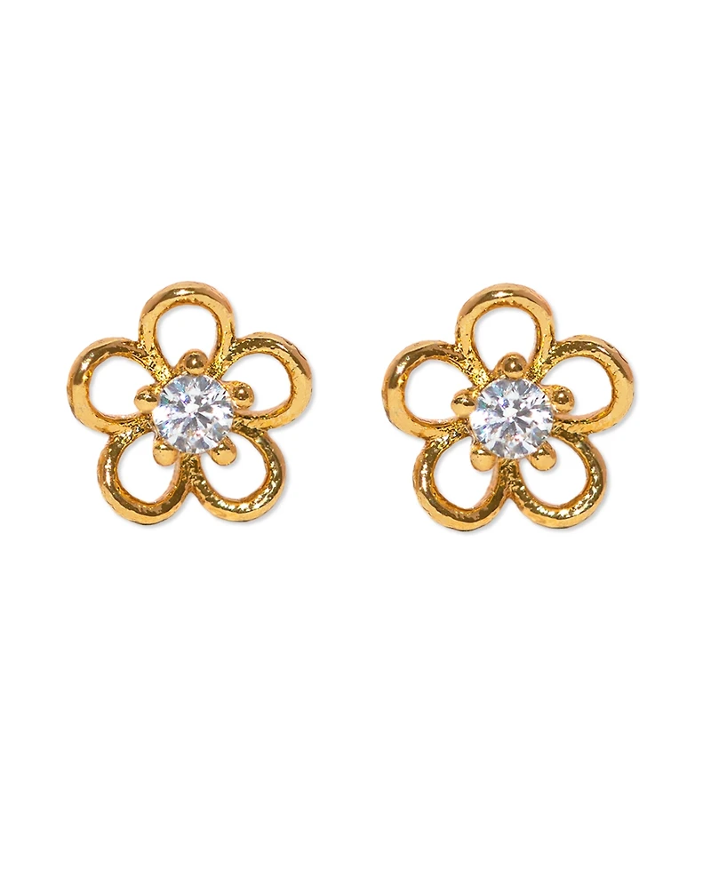 Girls Crew Crystal Gold Plated Teeny Tiny Flower Stud Earrings