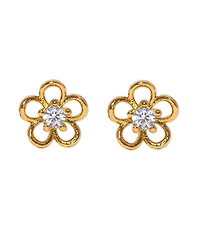 Girls Crew Crystal Gold Plated Teeny Tiny Flower Stud Earrings
