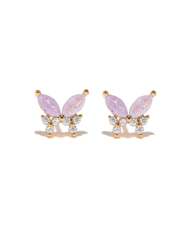 Girls Crew Crystal Lavender Remember Me Butterfly Studs