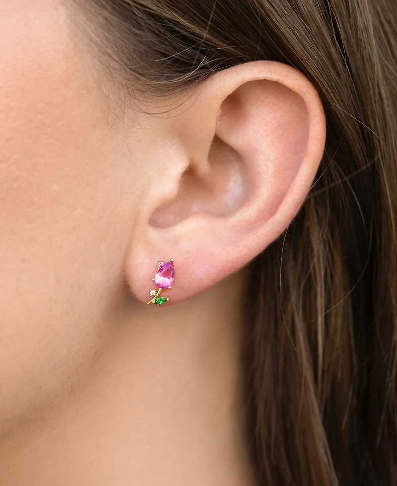 Girls Crew Crystal Blossoming Gold Plated Tulip Studs
