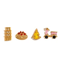 Girls Crew Crystal Gold Plated Ciao Bella Italia Stud Set