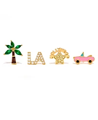Girls Crew Crystal Gold Plated City of Angels Stud Set
