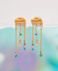 Girls Crew Crystal Jellyfish Gold Plated Dangle Earrings