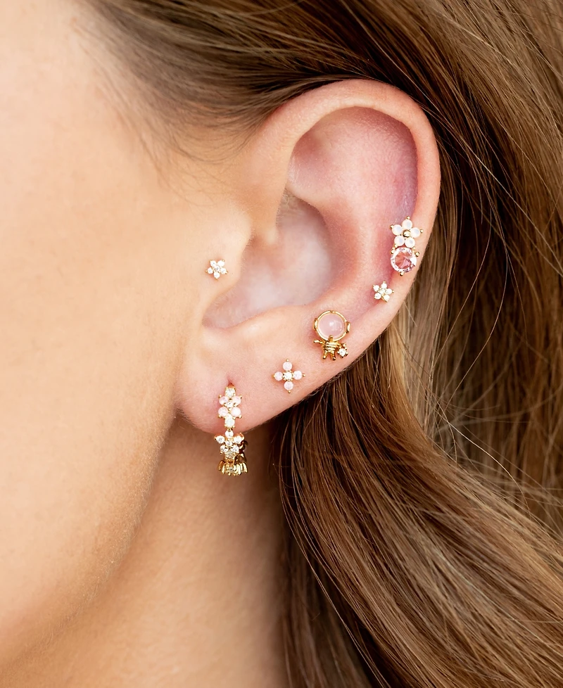 Girls Crew Crystal Pastel Star Gold Plated Huggie Hoop Earrings