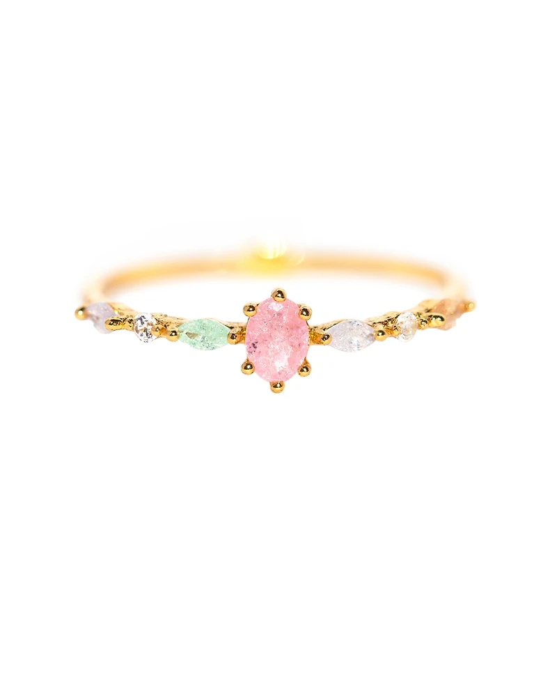 Girls Crew Crystal Gold Plated Pastel Sherbert Rings