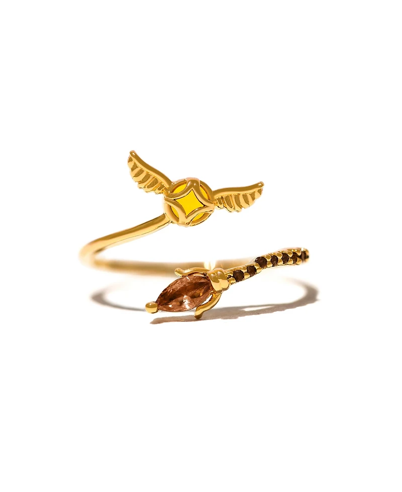 Girls Crew Gold Plated Harry Potter Golden Snitch Adjustable Crystal Rings