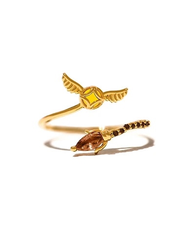 Girls Crew Gold Plated Harry Potter Golden Snitch Adjustable Crystal Rings
