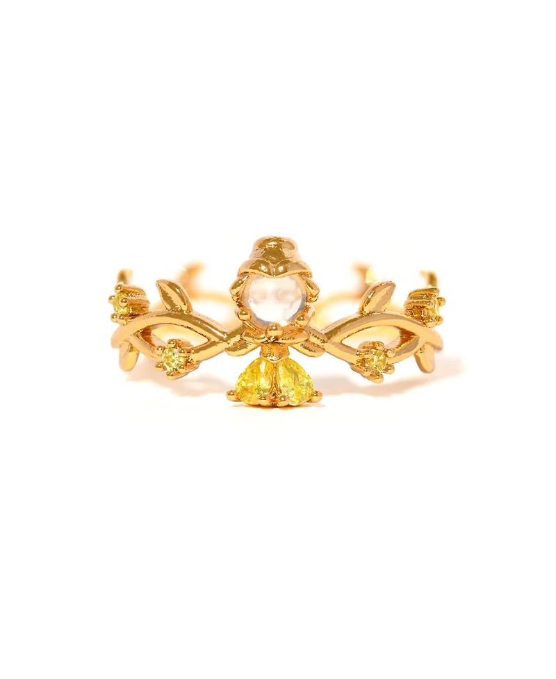 Girls Crew Disney Princess Beauty and the Beast Belle Crystal Gold Plated Rings