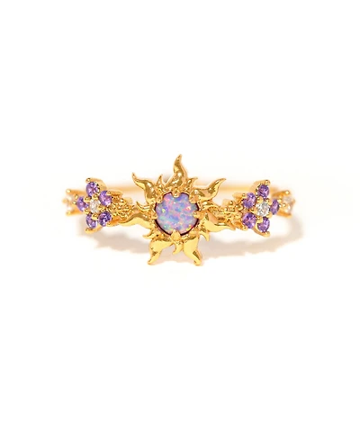 Girls Crew Gold Plated Disney Tangled Corona's Crest Sun Crystal Rings