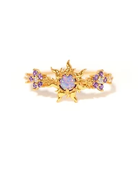 Girls Crew Gold Plated Disney Tangled Corona's Crest Sun Crystal Rings