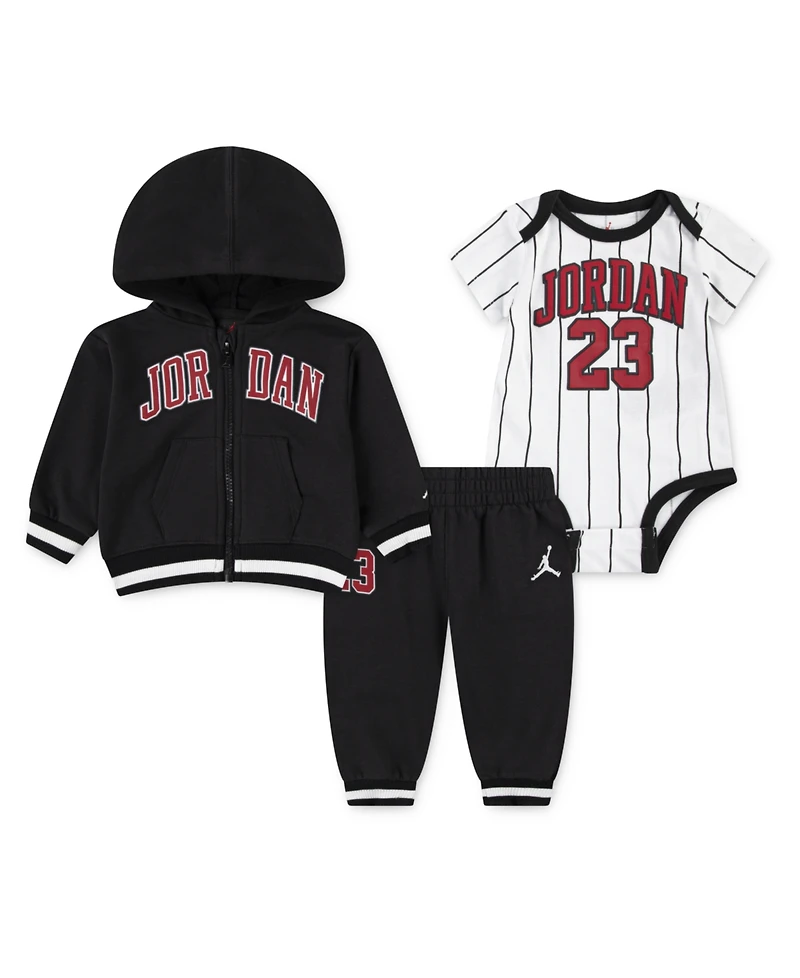 Jordan Baby Boys 3-Piece Jersey Full-Zip Hoodie, Bodysuit and Pants Set