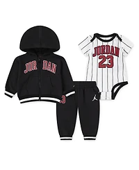 Jordan Baby Boys 3-Piece Jersey Full-Zip Hoodie, Bodysuit and Pants Set