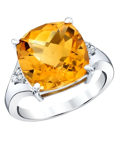 Macy's Citrine (7.00 ct. t.w.) and Diamond Accent Ring (0.10 ct. t.w.) in Sterling Silver